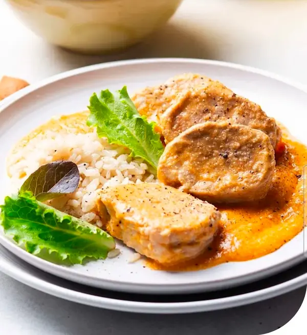 Solomillo de cerdo con salsa de almendras